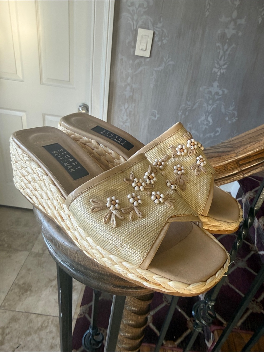 STUART WEITZMAN ladies RAFIA espadrille sandal excellent condition size 8